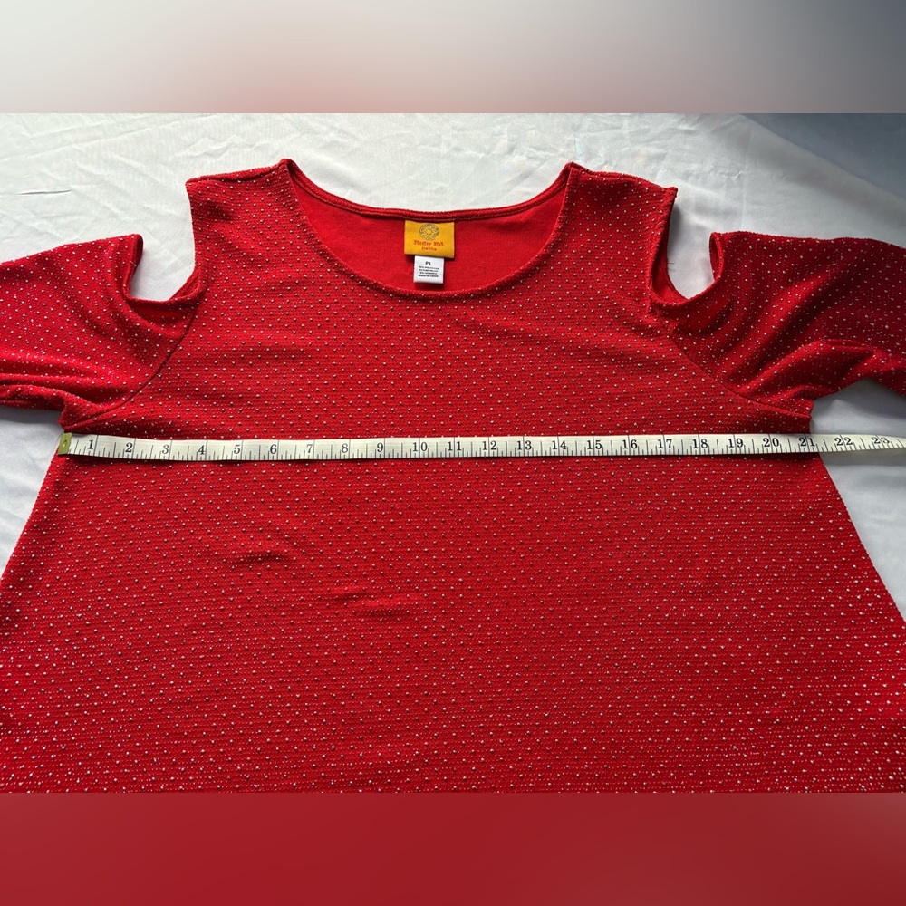 Ruby Rd. Red Cold Shoulder Blouse - Picture 3 of 7